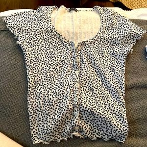 white with blue flowers